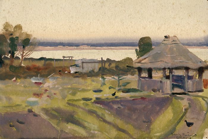 Frank Richards RBA (1863-1935) Newlyn School - Sakia Lake Watercolour Signed 