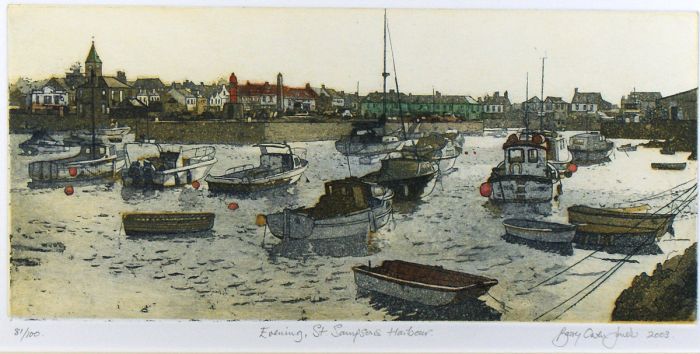 Barry Owen Jones RWS RE Evening, St. Sampsons Harbour, Guernsey 2003 Etching