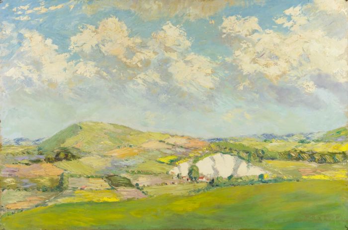 Mid 20th Century Oil - Hilled Landscape