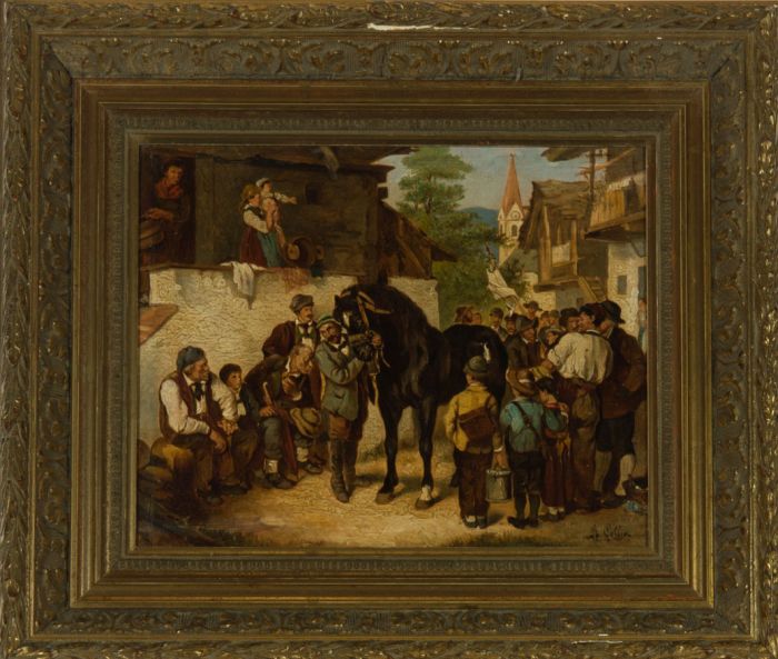 A. Collin - Fine Early 20th Century Oil, Village Horse on Show