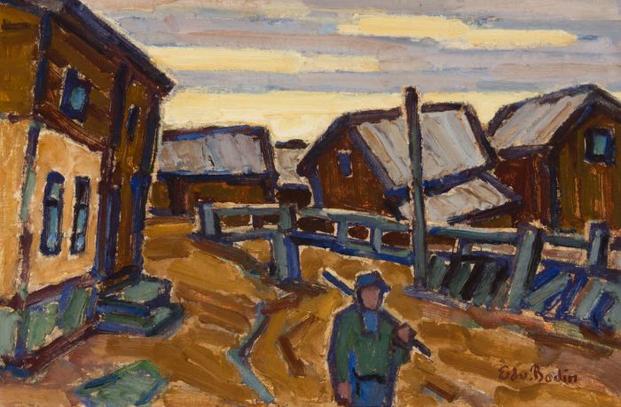 Edvin Bodin (1898-1965) - Signed Oil by Listed Artist, Swedish Street Scene