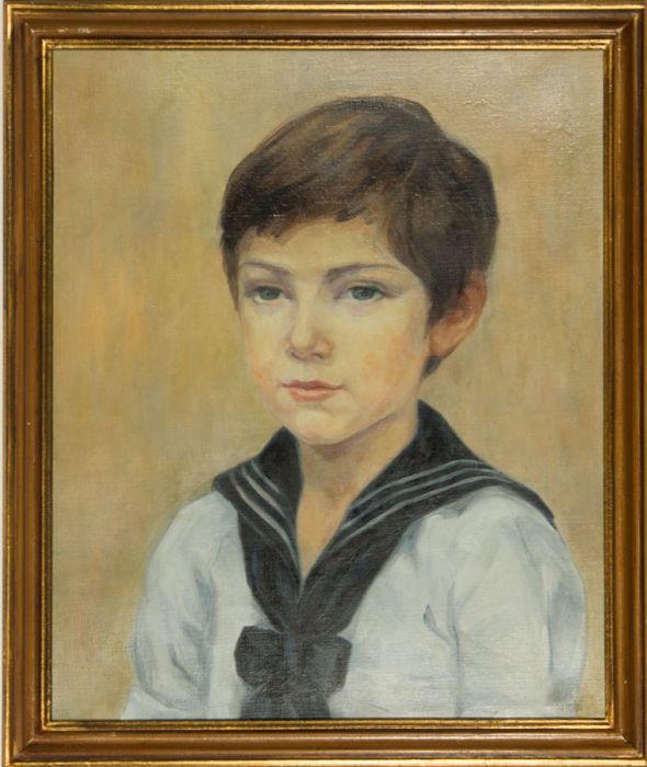 Monique J. Cartier-Bresson (1930-2010) - French Oil, Portrait of a Boy