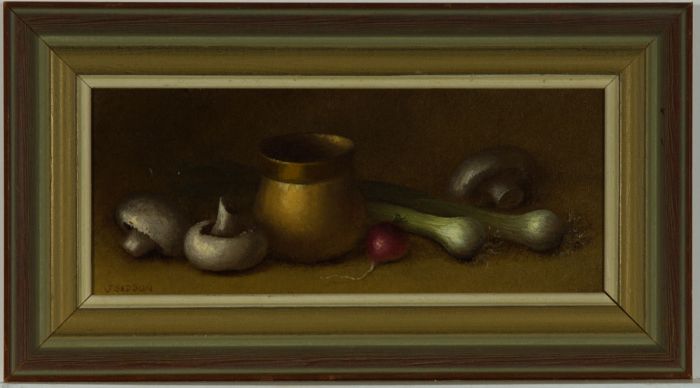 Joyce Seddon SWA - Signed 1992 Oil, Still Life: Mushrooms and Spring Onions