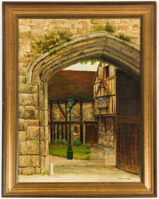 Wilfred A. Ross - Gilt Framed Mid 20th Century Oil, Cathedral Close, Winchester