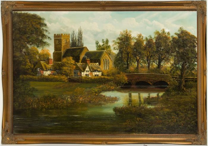 Malcolm Gearing - Large Signed Contemporary Oil, Fakenham Magna, Suffolk