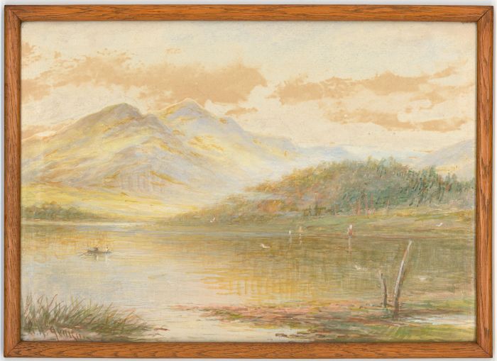 George Henry Jenkins (1843-1914) - Signed Gouache, Lake Landscape