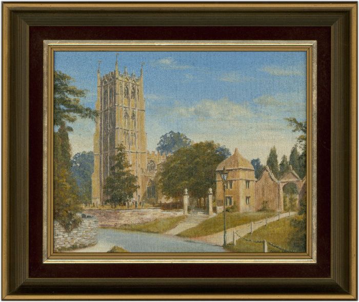 James Horne - Signed and Framed Contemporary Oil, Church of St. Mary at Fairford