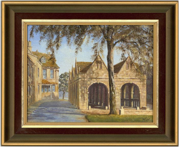 James Horne - Signed and Framed Contemporary Oil, Chipping Campden Market Hall
