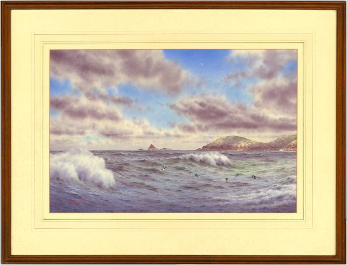 Steven Thor Johanneson - Signed 1989 Watercolour, Constantine Bay, Cornwall