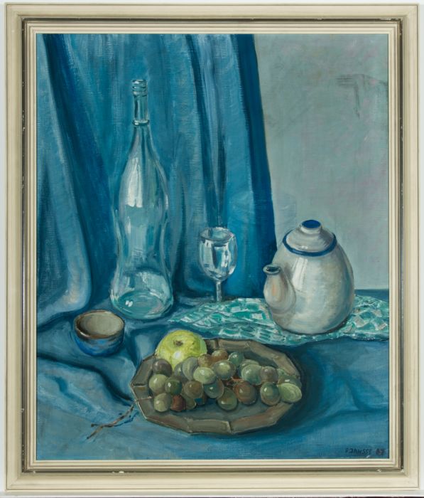 P. Jansse - Signed and Framed 1987 Oil, Still Life with Fruit