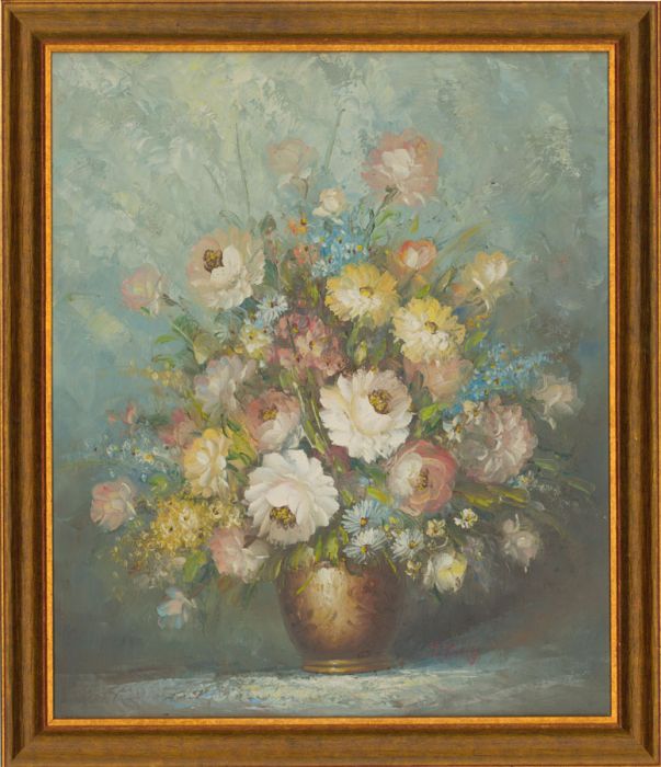 T. Kelly - Signed and Framed Contemporary Oil, Still Life Bouquet