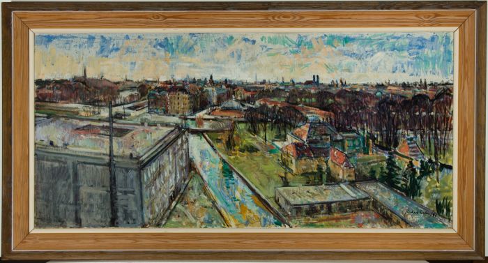 Richard Ian Bentham Walker (1925-2009) - Signed 1987 Oil, Munich From The North