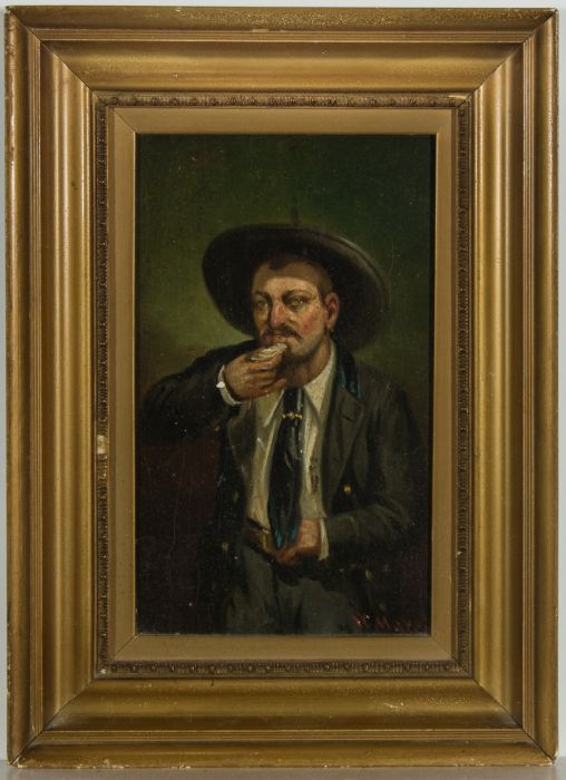 Framed 20th Century Oil - Portrait of a Gentleman, Oyster Eater