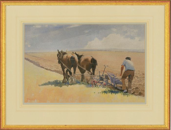 Derek Williams RBSA FRSA (1932-2009) - Signed Watercolour, Ploughing Top Field