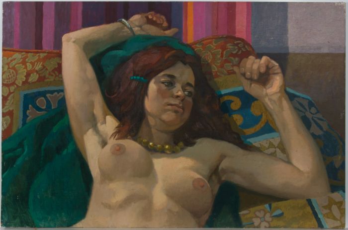 Attrib. Ken Symonds (1927-2010) - 1983 Oil, Chrissy on a Chinese Rug
