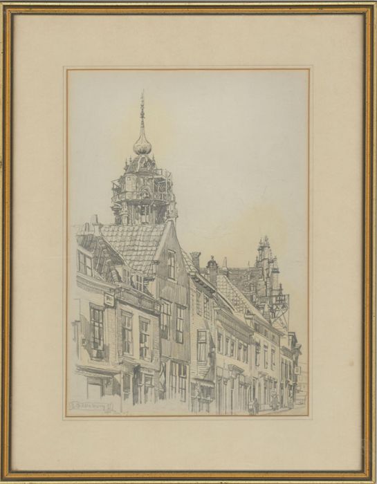 Ruth Cobb - Framed 1927 Graphite Drawing, Middleburg