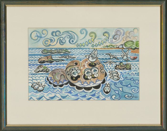 Edward Morgan (1933-2009) - 20th Century Watercolour, Seagulls on the Rocks