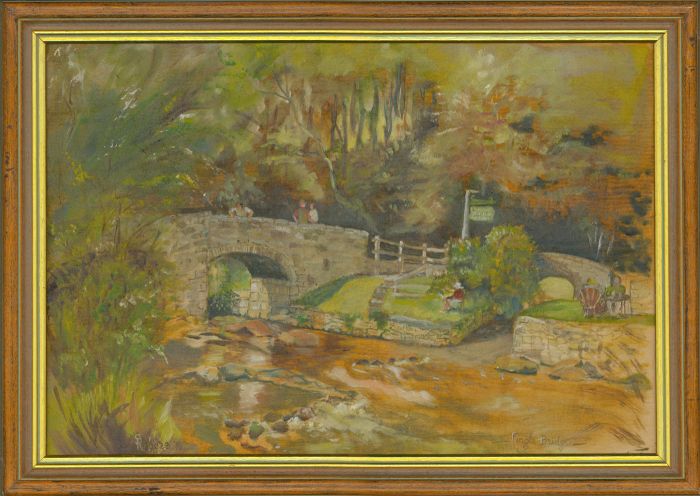 Sheila Rogers - Framed 1998 Oil, Fingle Bridge