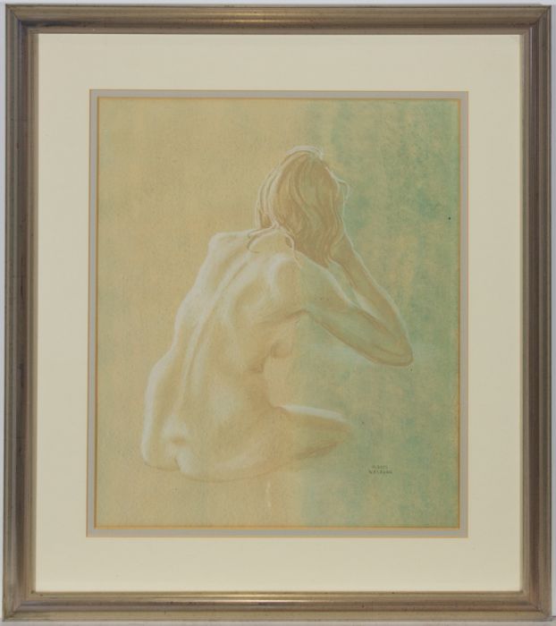 Kenneth Ross Welburn - Signed & Framed 1997 Pastel, Seated Nude