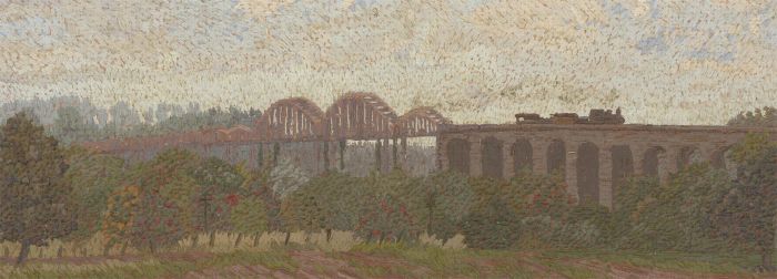 Malcolm J. Hitchcock RWA (1929-1998) - 20th C. Oil, The Severn Railway Bridge