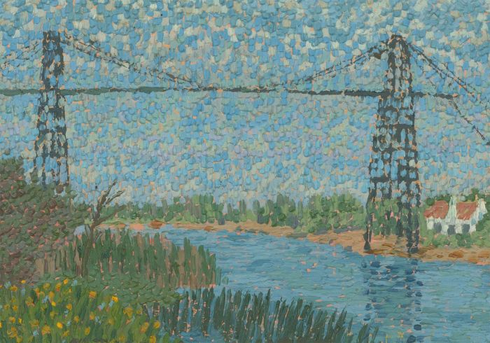 Malcolm J. Hitchcock RWA (1929-1998) - Signed 1998 Oil, The Transporter Bridge
