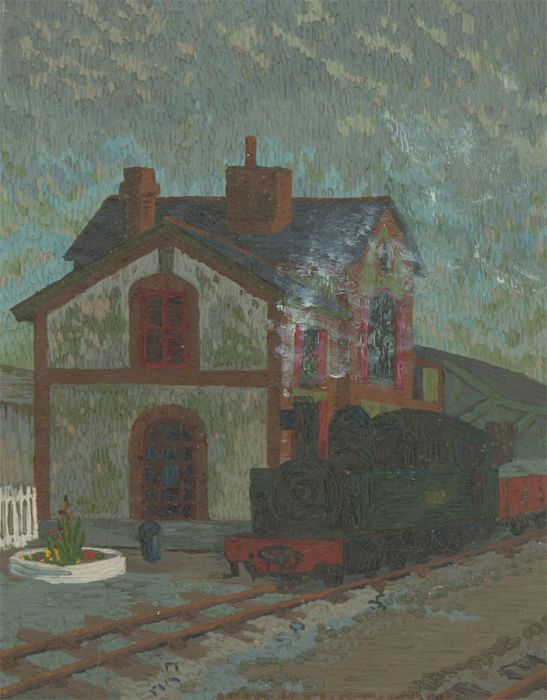 Malcolm J. Hitchcock RWA (1929-1998) - Signed 1965 Oil, Train at Gourin