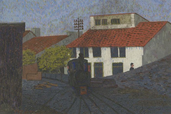 Malcolm J. Hitchcock RWA (1929-1998) - Signed 1965 Oil, Mine Tramroad