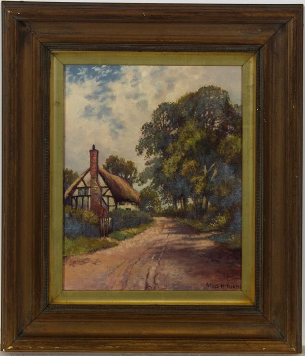 Chris Williams - Framed Early 20th Century Oil, Lane View with a Cottage