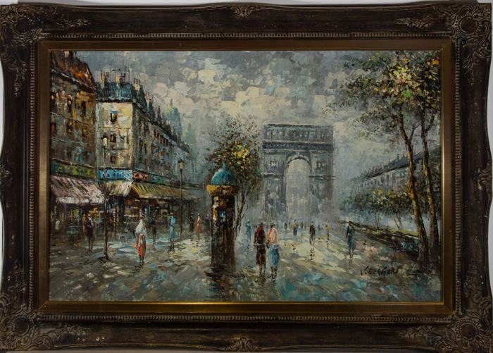 V. Bergen - Signed & Framed Mid 20th Century Oil, Paris Street Scene