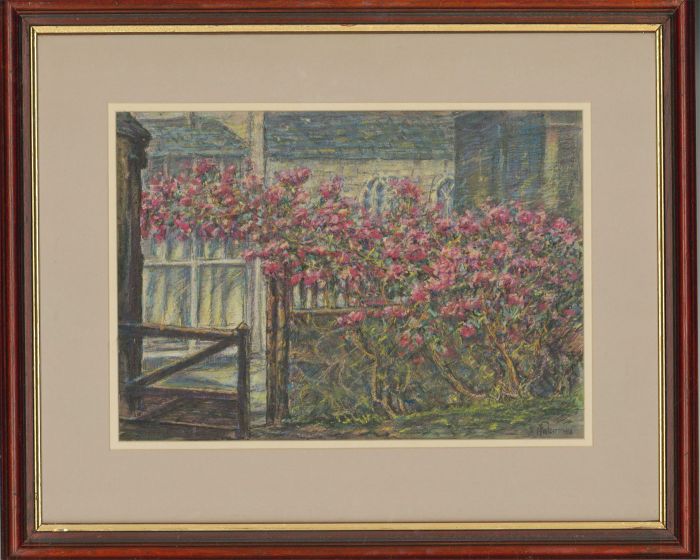 Henry E. Foster (1921-2010) - Signed & Framed 1956 Pastel, Rose Bower