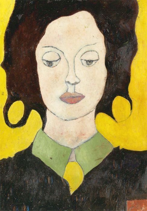 Ben Carrivick - Signed Contemporary Oil, Lady With Black Hair and Green Shirt