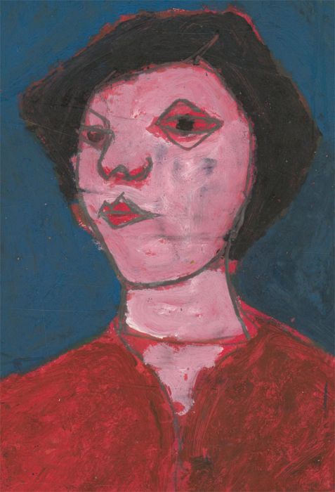 Ben Carrivick - Signed Contemporary Oil, Lady with Black Hair in a Red Shirt