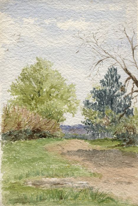 1897 Watercolour - Nutfield, Kent- Road to Tunbridge 1 May 1897