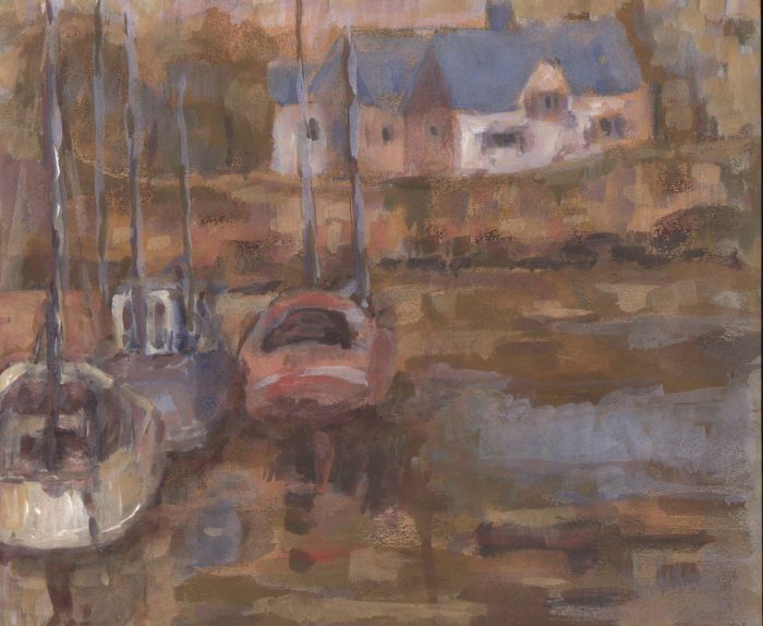 Diana Williams - Low Tide Pont Aven Brittany 1994 Oil Pastel