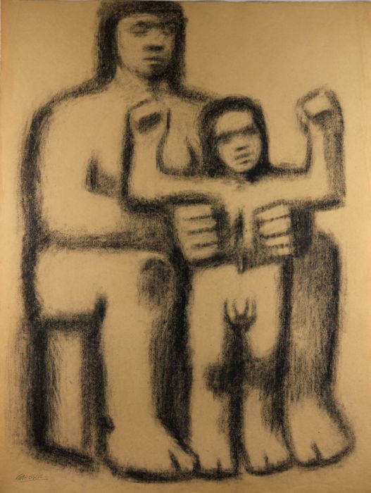 Gerald Coles - 1962 Charcoal Drawing, Pair of Figures