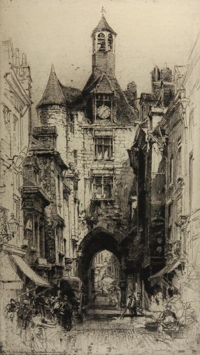 Hedley Fitton R.E. - 1928 Etching, The Clock Tower Amboise Artists Proof