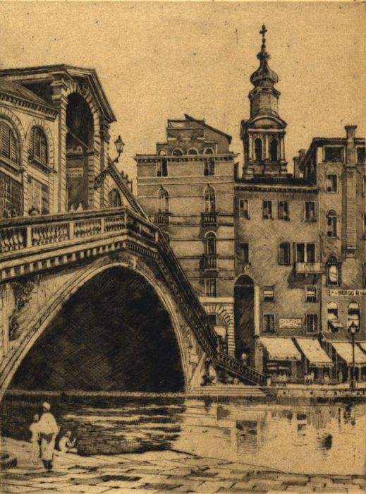 Early 20th Century Photogravure - Rialto Bridge, Venice