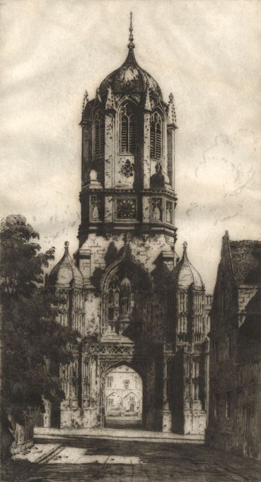 Albany E Howorth - Signed 19th Century Etching, Tom Tower, Oxford