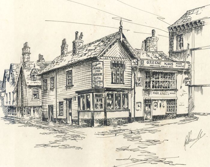 Mid 20th Century Pen and Ink Drawing - The Angel Inn
