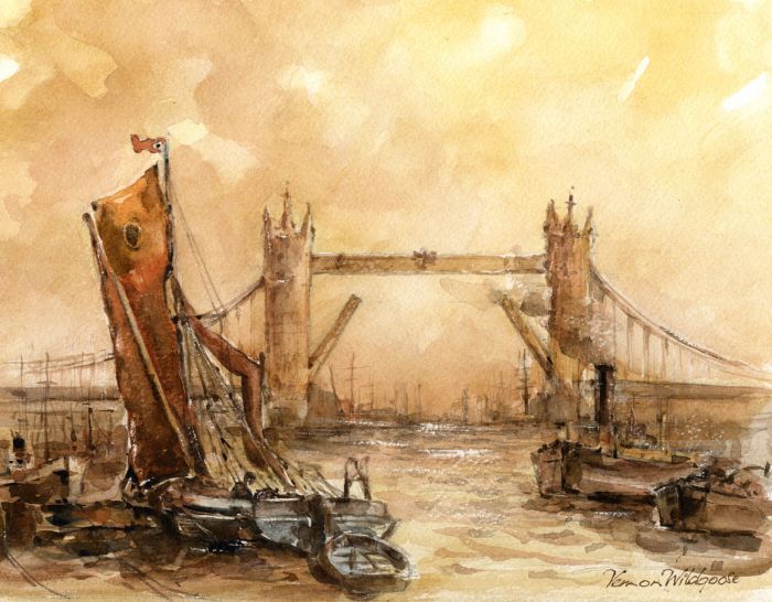Vernon Wildgoose - Good Contemporary Watercolour, Tower Bridge