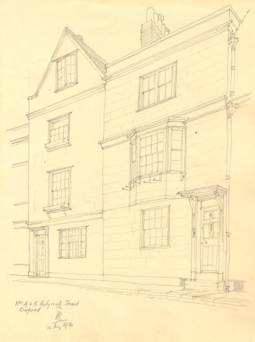 Thomas Rayson - 1936 Graphite Drawing, No. 4 + 5 Holywell Street, Oxford