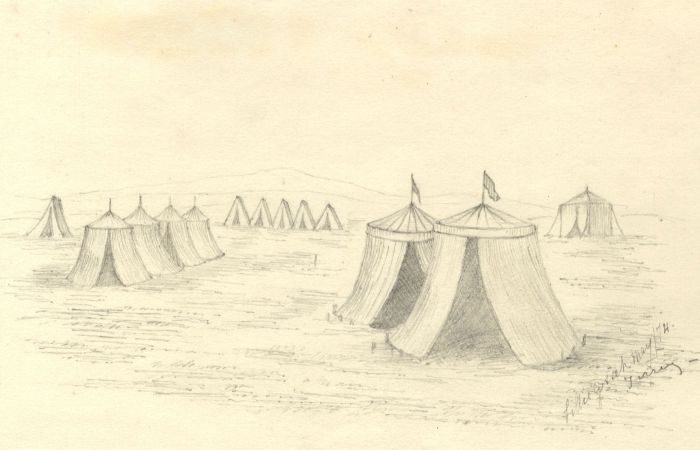 Lilly Gosset - 1874 Graphite Drawing, Teepee Tents