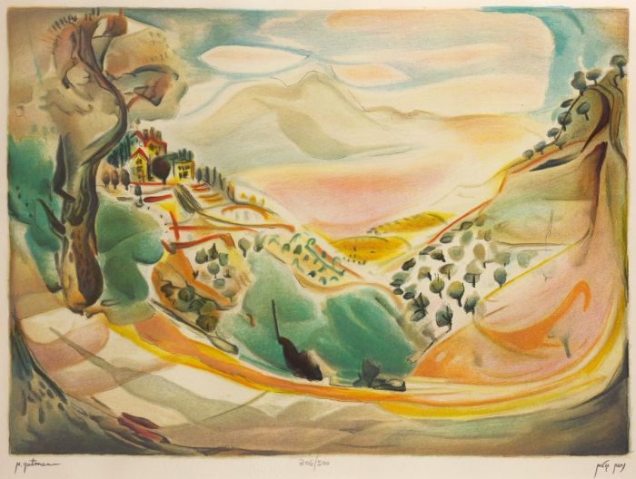Nachum Gutman - Early 20th Century Lithograph, Galilee Landscape Limited Edition