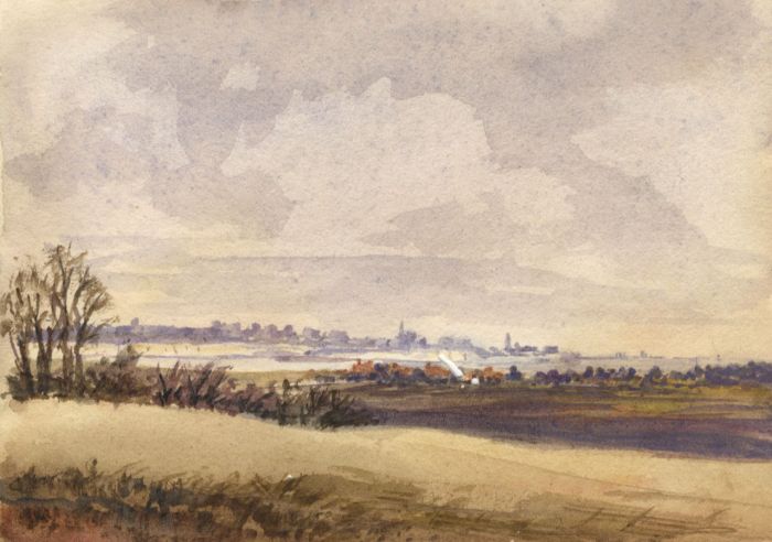 C.M. Forster - 1885 Watercolour, View from Richborough Castle, Kent