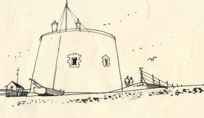 Paul Sharp - Mid 20th Century Pen and Ink Drawing, Martello Tower