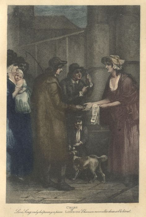 Early 19th Century Engraving - Cries of London - Love Song Only Ha'Penny a Piece