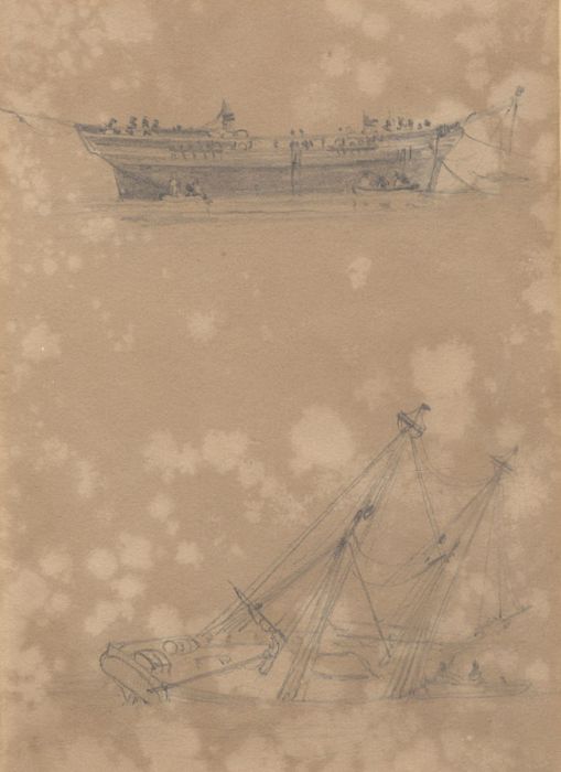 Ebenezer Landells (1808-1860) - Mid 19th Century Graphite Drawing, Boat Studies