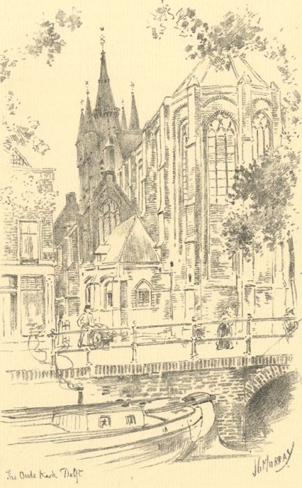 After J.G. Murray - 19th Century Lithograph, The Oude Kerk, Delft