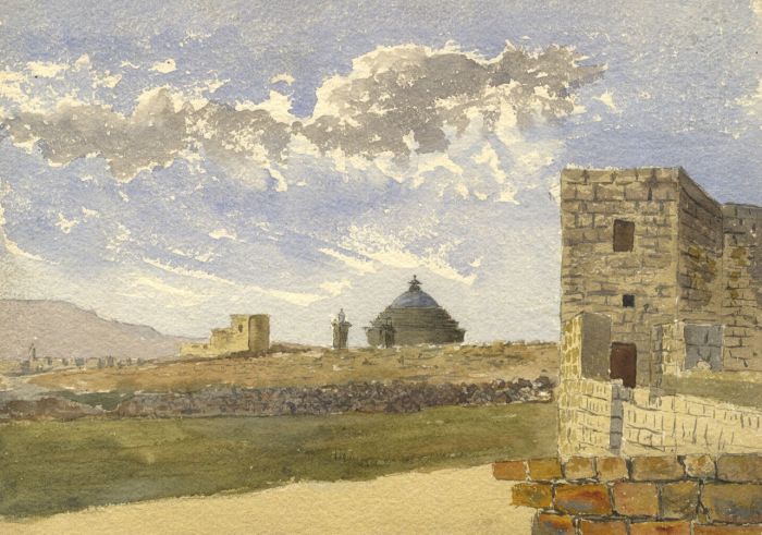 Sir John Warre Slade - Late 19th Century Watercolour, Landscape, Stone Buildings