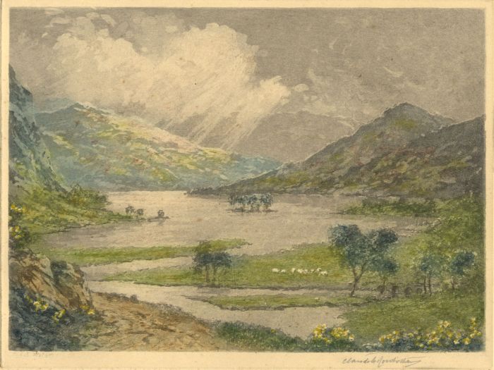 Claude H. Rowbotham - Early 20th Century Aquatint, Rydal Water, Lake District